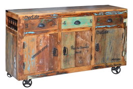 GINER Y COLOMER Aparador de madera reciclada multicolor